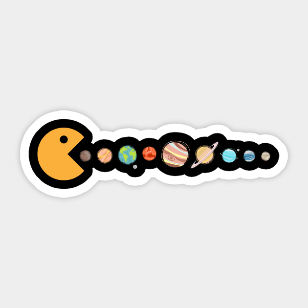 Pacman swallowing planets Sticker by EventHorizonX